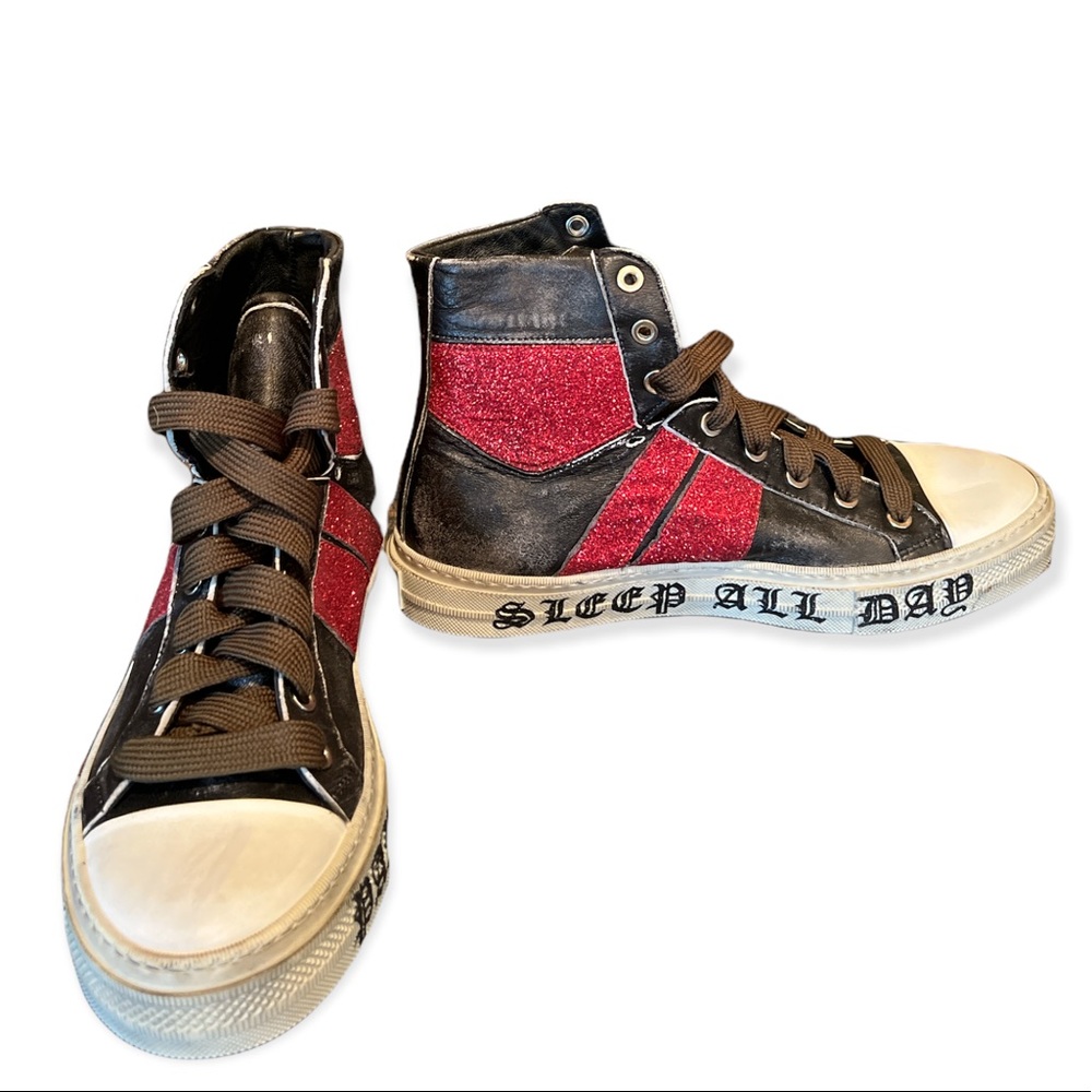 Amiri distressed leather high-tops